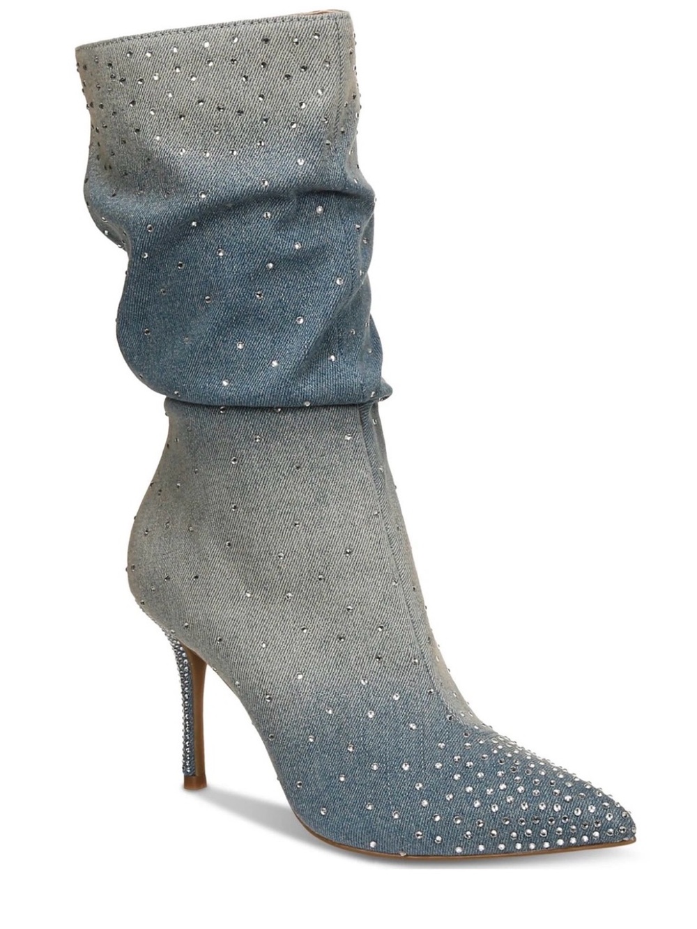 Thalia Sodi Women's Blue Raquell Slouch Pointed-Toe Embellished Boots Size 5W